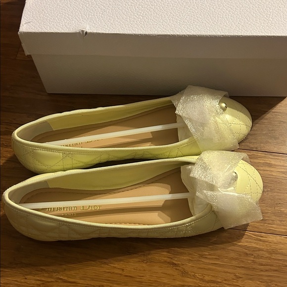 DIOR BALLET FLAT Pastel Yellow Quilted Cannage Calfskin - Picture 6 of 11